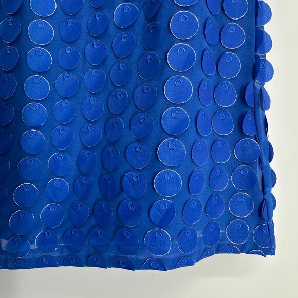 Talbots RSVP Embellished Blouse Top S Sleeveless Applique Gold Trim Circles Blue - Picture 6 of 11